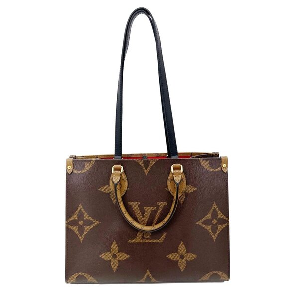 Louis Vuitton  Onthego MM Giant Monogram Reverse Canvas Tote Bag Brown - Picture 4 of 12